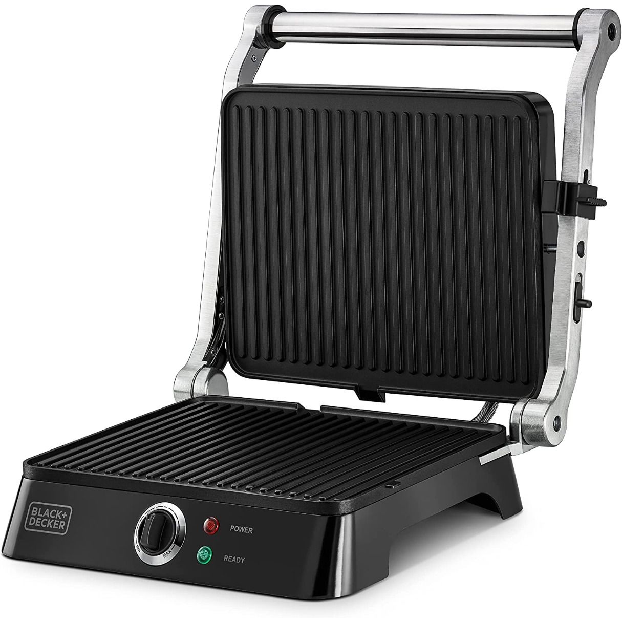 Black+Decker Electric Contact Grill, 1400 Watt, Black and Silver - CG1400 Black+Decker Electric Contact Grill, 1400 Watt, Black and Silver - CG1400